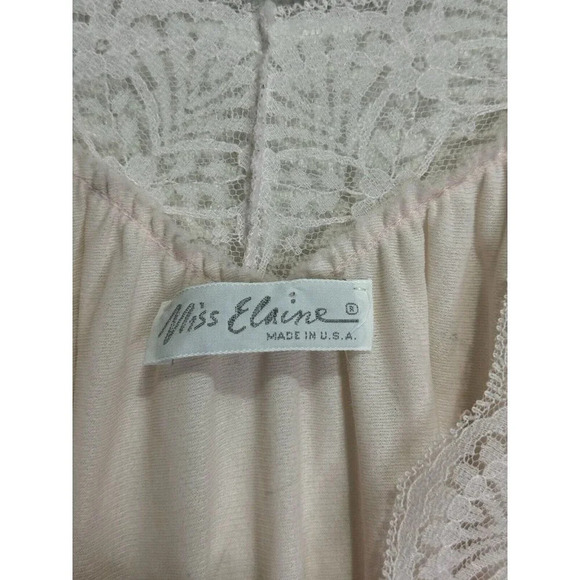 Vintage MISS ELAINE Pink Flutter Sleeve Full Length Nightgown MEDIUM READ USA - Picture 4 of 11